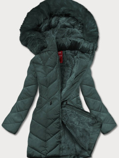 Tmavozelená dámska zimná bunda s kapucňou (2M-21308)