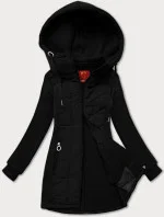 Dámska čierna mikina na zips z rôznych materiálov LHD (AMG-165) Dámska čierna mikina na zips z rôznych materiálov LHD (AMG-165)