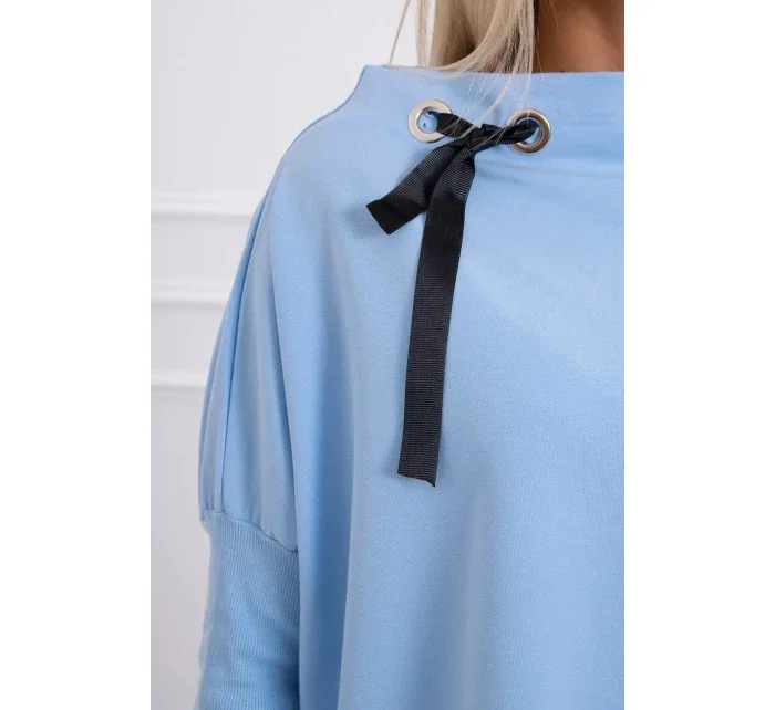 Oversize mikina s asymetrickými boky modrá Oversize mikina s asymetrickými boky modrá