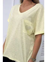 Bavlnená blúzka s vreckami žltá