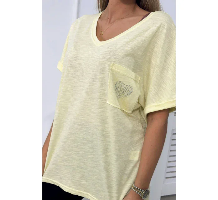 Bavlnená blúzka s vreckami žltá