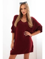 Dámske Plus veľkosť vlny V-neck sukne bordová