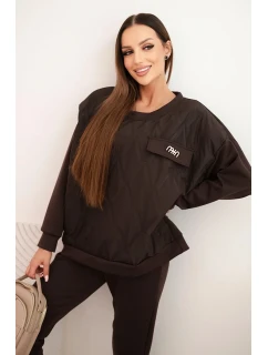 Dámský souprava z viskózy s model 21439226 mikinou a kalhotami hnědý - K-Fashion