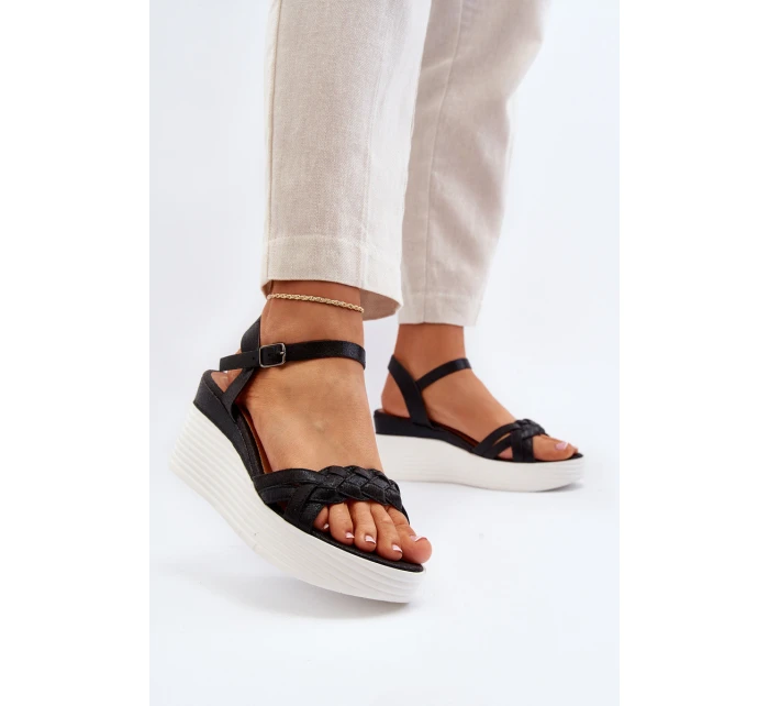 Sandały Na Koturnie Czarne Esinna Sandały Na Koturnie Czarne Esinna