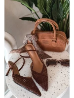 Kožené sandály s pletením na hnědé model 21919237 - Boto