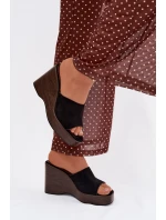 Dámské pantofle na platformě Černé Ravelia