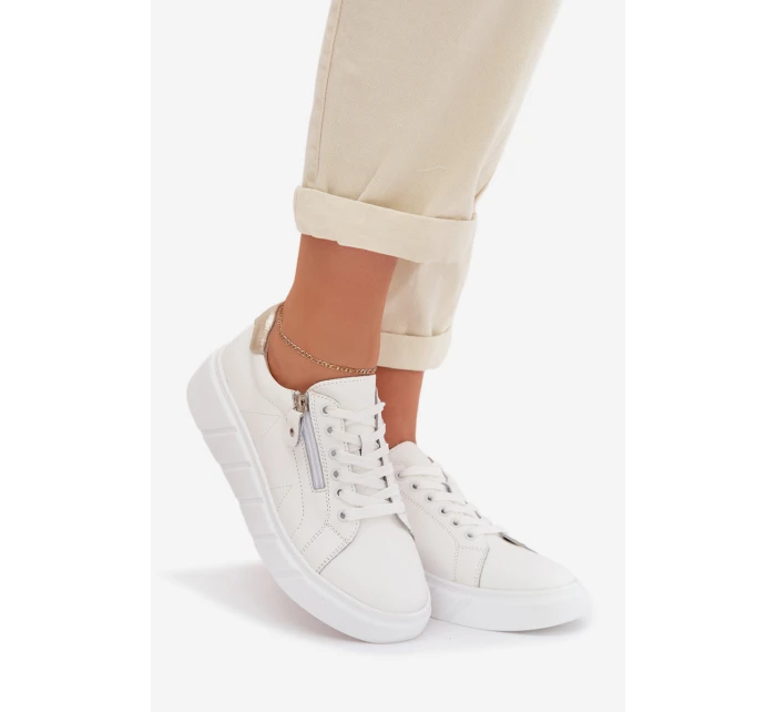 Kožené dámské polobotky s zipem bílé model 22013973 - EVENTO Kožené dámské polobotky s zipem bílé model 22013973 - EVENTO