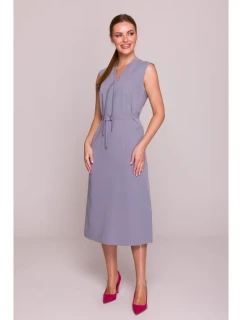 Šaty áčkového střihu s vázáním a výstřihem do V model 21154782 - STYLOVE