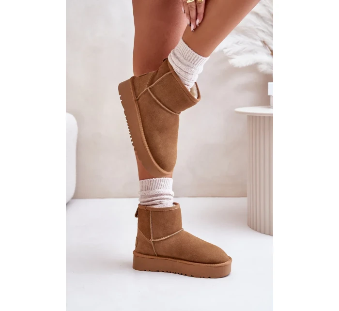 Kožené semišové tenisky s platformou nad členkom Camel Rianaella