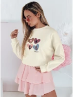 Dámská mikina nadměrné velikosti se srdíčky béžová Dstreet model 21988159 - FashionStreet