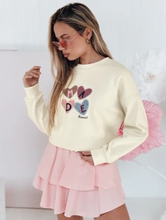 Dámská mikina nadměrné velikosti se srdíčky béžová Dstreet model 21988159 - FashionStreet