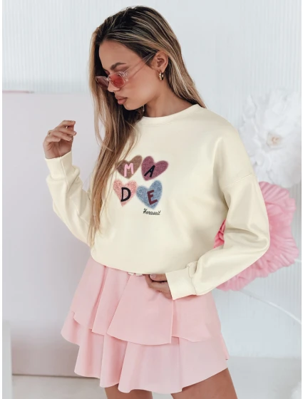 Dámská mikina nadměrné velikosti se srdíčky béžová Dstreet model 21988159 - FashionStreet