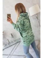 Mikina s nápisy tmavě mátová