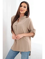 Blúzka s predĺženým chrbtom cappuccino Blúzka s predĺženým chrbtom cappuccino