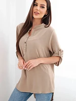 Blúzka s predĺženým chrbtom cappuccino