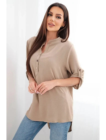 Blúzka s predĺženým chrbtom cappuccino Blúzka s predĺženým chrbtom cappuccino