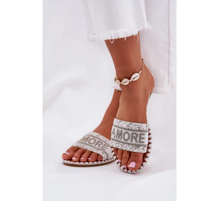 Dámské Pantofle Na Plochém Podpatku Se Bílé model 21687314 - Boto