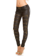 Sexy KouCla leatherlook pants with deco Zips