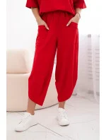 Súprava bavlnená blúzka + nohavice červená
