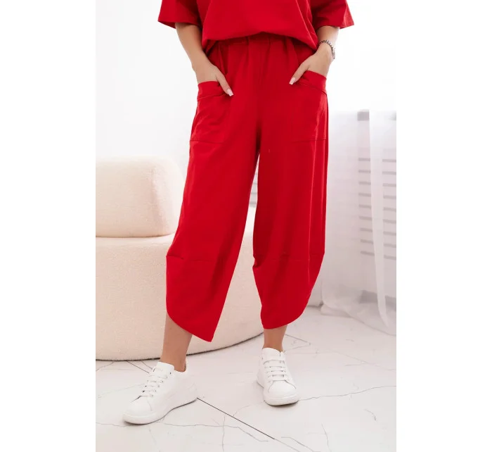 Súprava bavlnená blúzka + nohavice červená