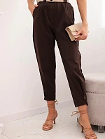 Letné nohavice Punto so zapínaním na nohaviciach hnedé