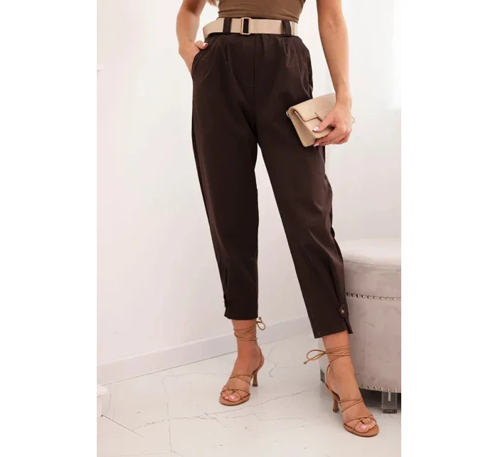 Kalhoty Summer Punto se zapínáním na nohavice hnědý Kalhoty Summer Punto se zapínáním na nohavice hnědý