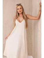 Mušelínové šaty na ramínka světle béžová