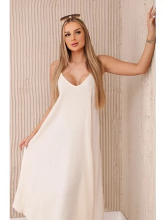 Mušelínové šaty na ramínka světle béžová