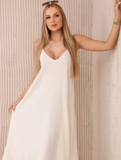 Mušelínové šaty bez ramienok svetlo béžové