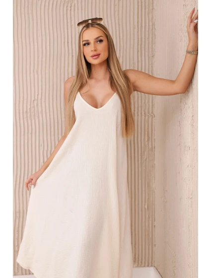 Mušelínové šaty na ramínka světle béžová