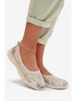 Kožené krajkové baleríny S.Barski GR61-5973 béžové