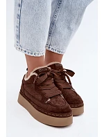 Šněrovací zimní boty na platformě Big Star model 22391274 hnědé - Big Star Shoes Šněrovací zimní boty na platformě Big Star model 22391274 hnědé - Big Star Shoes