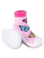 Yoclub Detské dievčenské protišmykové ponožky s gumovou podrážkou P1 Pink