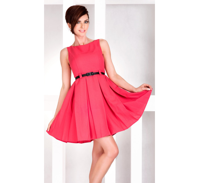 Dámské společenské šaty NUMOCO s páskem středně dlouhé růžové - Růžová / XL - Numoco