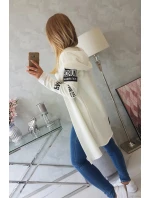 Voľný sveter s nápisom 033 krémový - Kesi