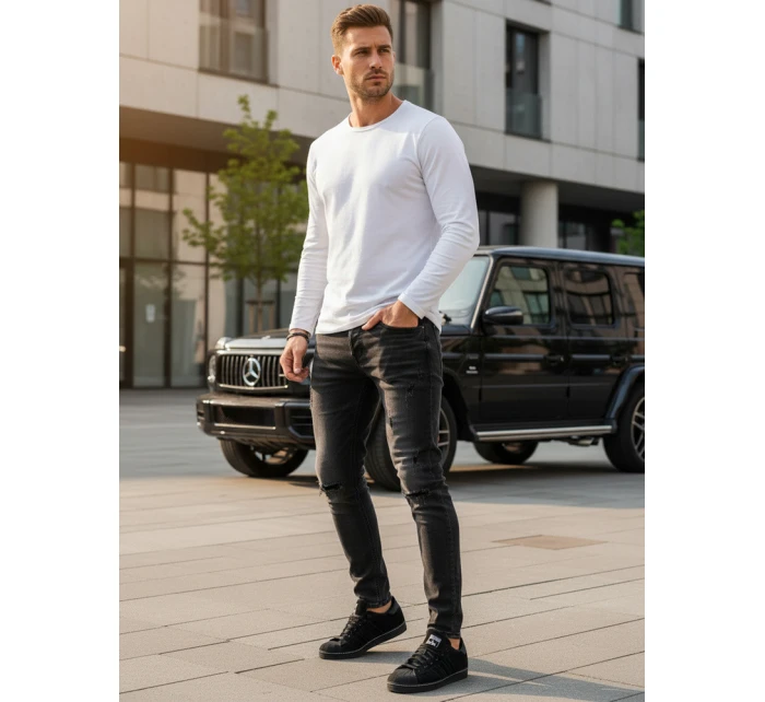Pánske čierne nohavice FashionStreet UX3823