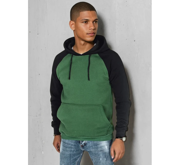 Pánska základná mikina s kapucňou zelená FashionStreet BX5895