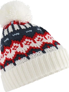 Beechfield B 528 Pletená čiapka s bambulou „Retro Ski“ 53.0528 white out