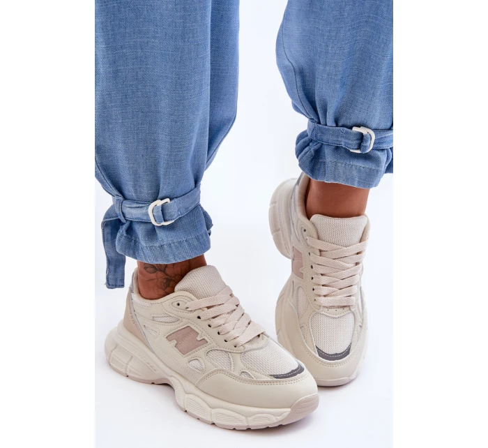 Modne Damskie Buty Sportowe Z Siateczką Beżowe Venice