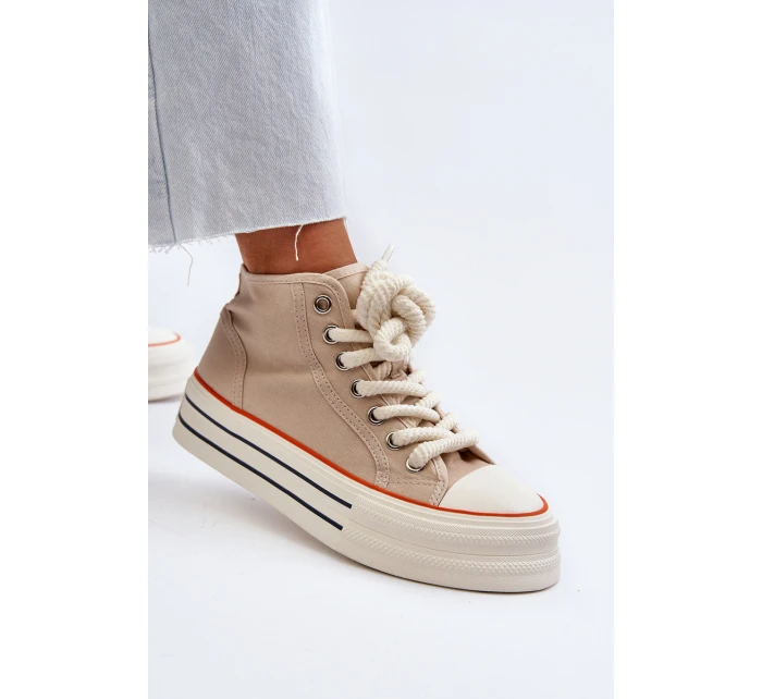 Dámské tenisky na platformě béžové model 21652307 - Boto Dámské tenisky na platformě béžové model 21652307 - Boto