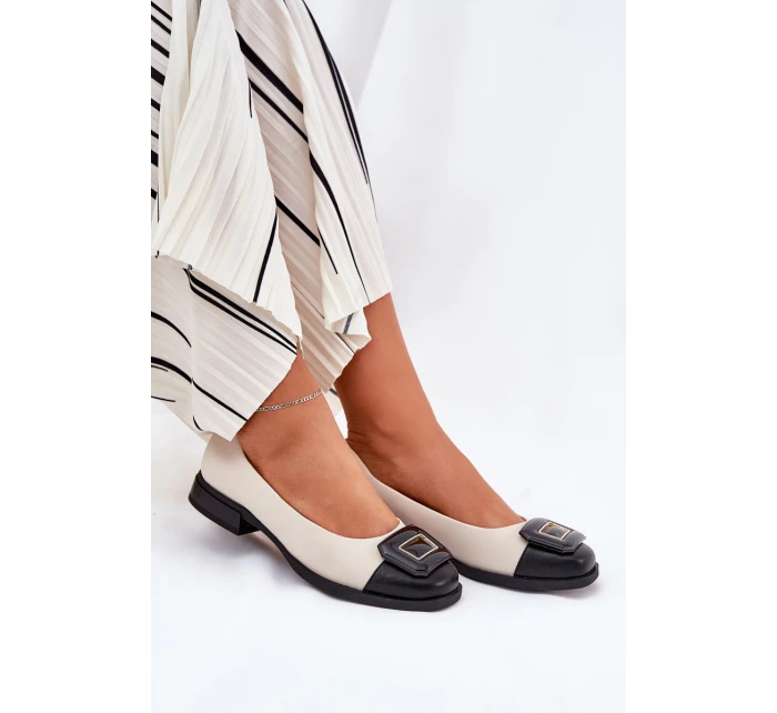 Kožené Baleríny S Dekorací D&A model 21691015 Béžové - S.Barski