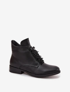 Dámske zateplené čižmy S.Barski - čierne, s plochým podpätkom