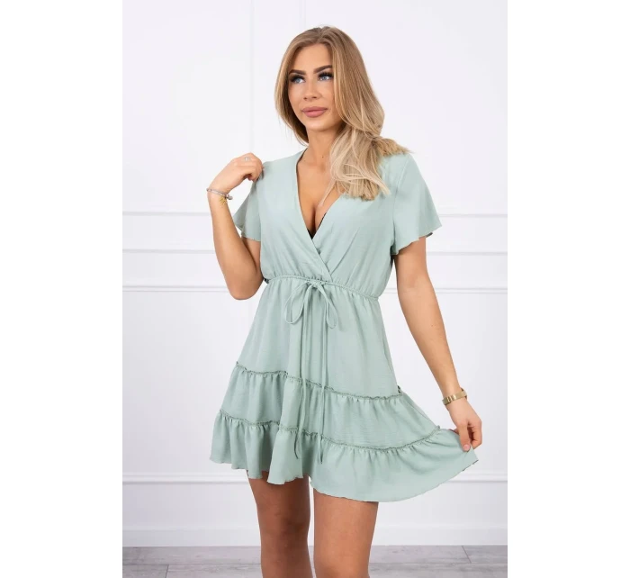 Šaty s obálkovým výstřihem tmavě mátové barvy Šaty s obálkovým výstřihem tmavě mátové barvy