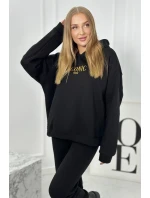 Izolovaná bavlnená súprava, mikina s vyšívacími + nohavicami čierny Izolovaná bavlnená súprava, mikina s vyšívacími + nohavicami čierny