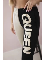 Dámske tepláky s nápisom QUEEN čierne