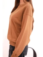 Dámska elastická bavlnená základná mikina s okrúhlym výstrihom camel