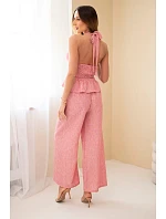 Dámský viskózový komplet top a kalhoty se širokou nohavicí tmavý pudrový model 22079425 - K-Fashion Dámský viskózový komplet top a kalhoty se širokou nohavicí tmavý pudrový model 22079425 - K-Fashion