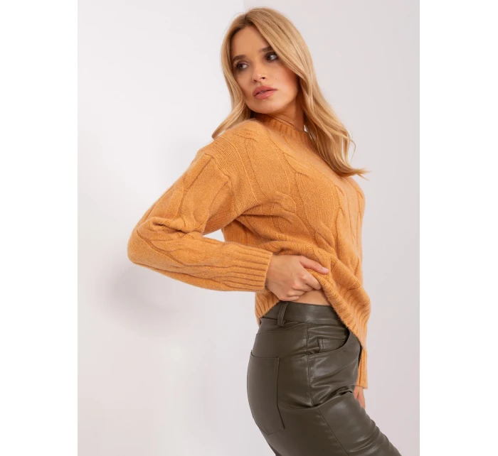 Sweter AT SW model 18955290 camelowy - FPrice Sweter AT SW model 18955290 camelowy - FPrice