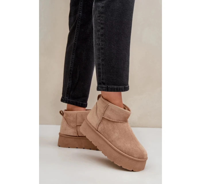 Dámske snežnice na platforme Ninala - tmavo béžové Dámske snežnice na platforme Ninala - tmavo béžové