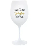 BABIČČINA TEKUTÁ TERAPIE - bílá sklenice na víno 350 ml